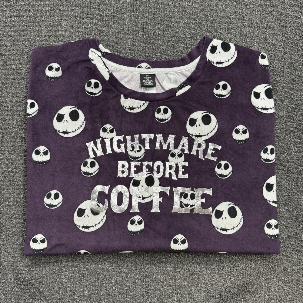 Nightmare Before Christmas Women's Coffee Velour Sleep Lounge Shirt Plus Size 3X